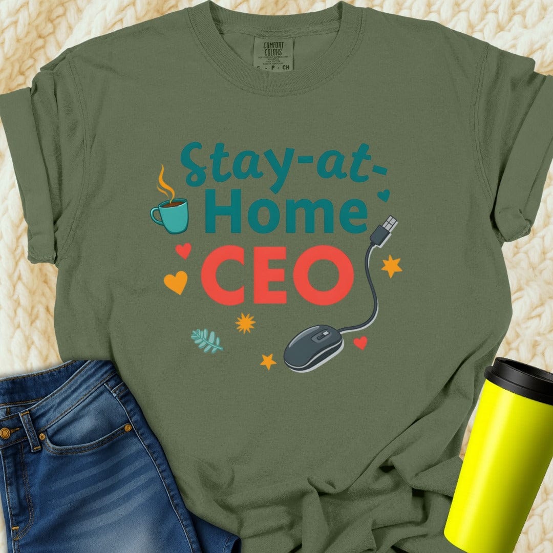 Printify T-Shirt Moss / S Stay at Home CEO T-Shirt