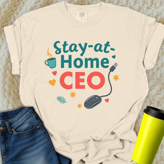 Printify T-Shirt Ivory / S Stay at Home CEO T-Shirt