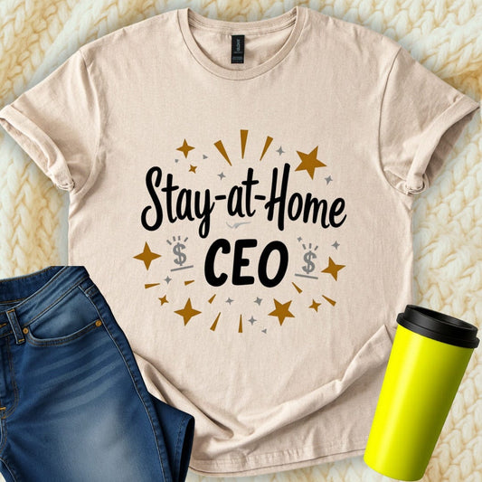 Printify T-Shirt Sand / S Stay at Home CEO T-Shirt