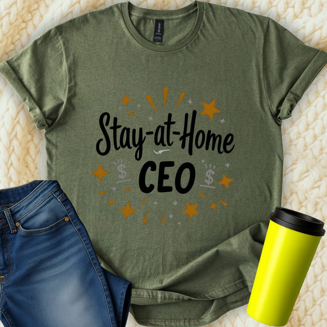 Printify T-Shirt Military Green / S Stay at Home CEO T-Shirt