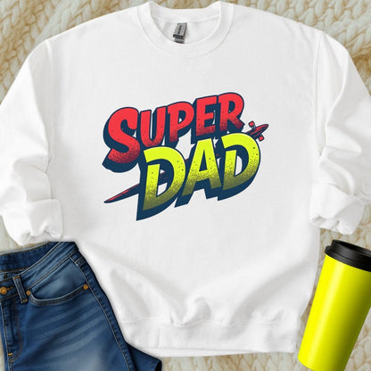 Printify Sweatshirt S / White Super Dad Sweatshirt
