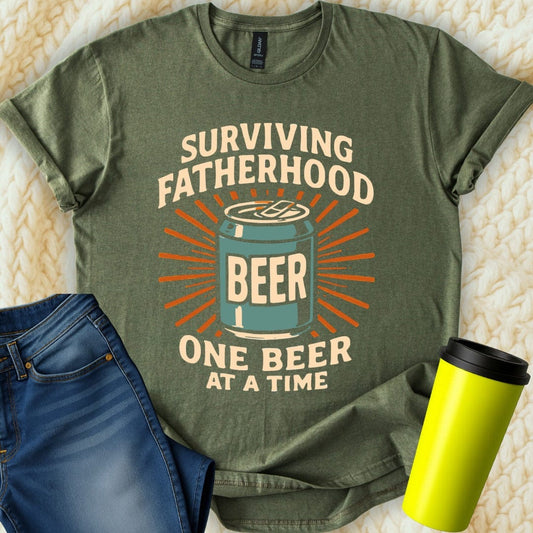 MyDesigns Physical Item Surviving Fatherhood One Beer At A Time T-Shirt