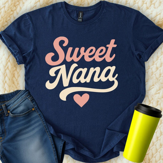 MyDesigns Physical Item Sweet Nana Heart Graphic Retro Style Women's T-Shirt
