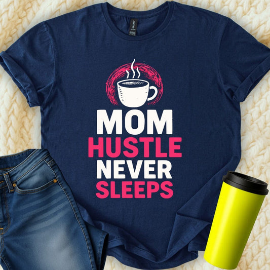 MyDesigns Physical Item Untitled Project - Mom Hustle Never Sleeps Coffee T-Shirt