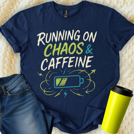MyDesigns Physical Item Untitled Project - Running On Chaos And Caffeine T-Shirt